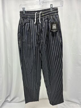 NWT Chef Works Designer Baggy Chef Pants Chalk Stripe Size Large Utility Unisex
